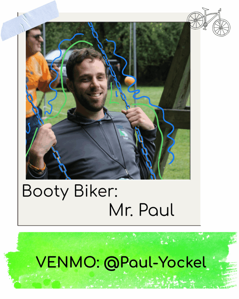 Smiling man on swing outdoors, Venmo handle shown.
